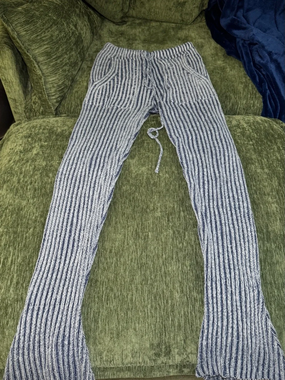 Striped Knit Halter Lounge Set in Navy and Cream
